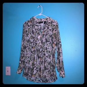 NY&Co Tunic Style Floral Print Dress Shirt